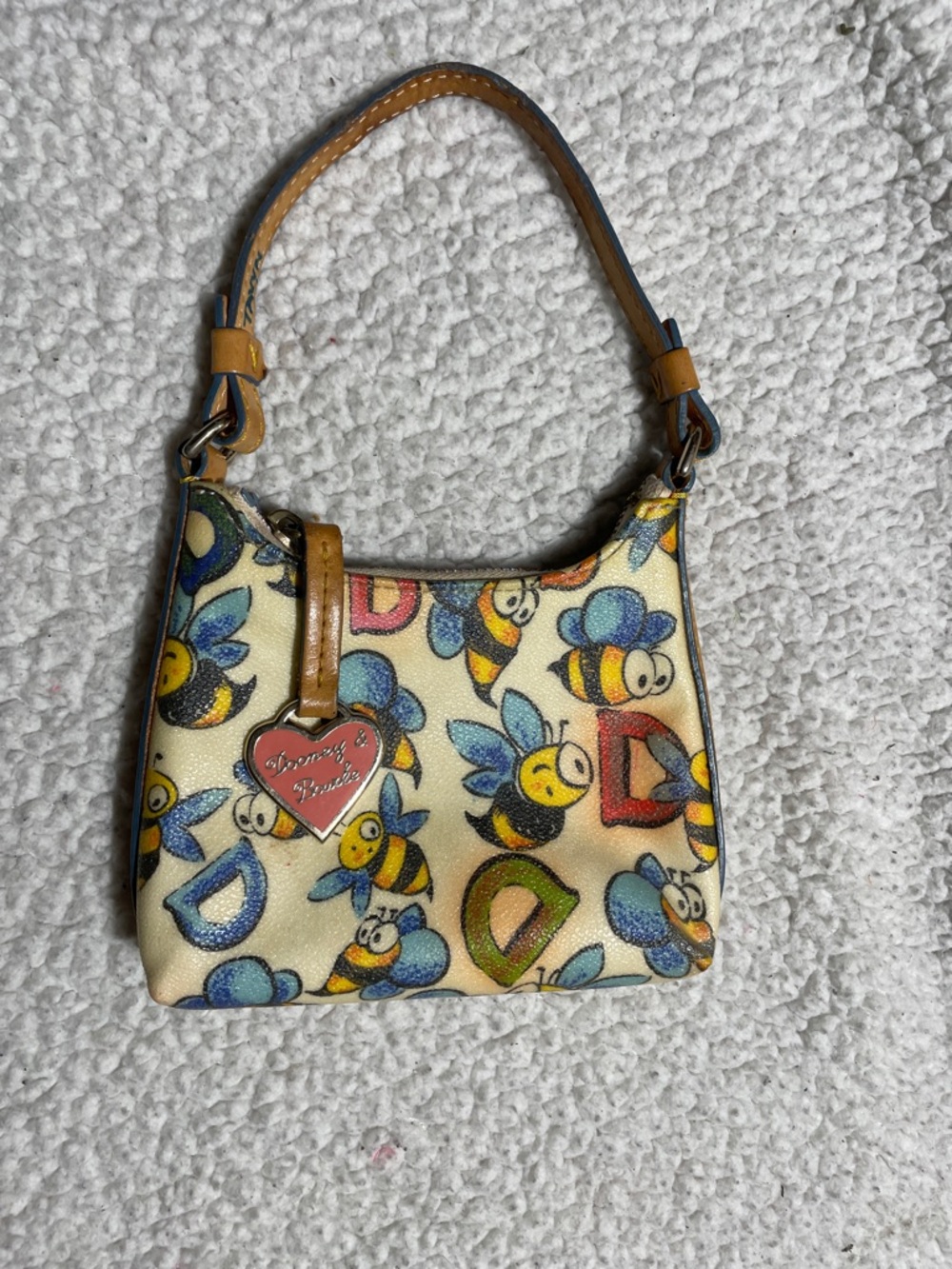 Dooney & Bourke Y2K Mini Bag, Bee Print, Vintage Collectible, Rare Novelty Purse